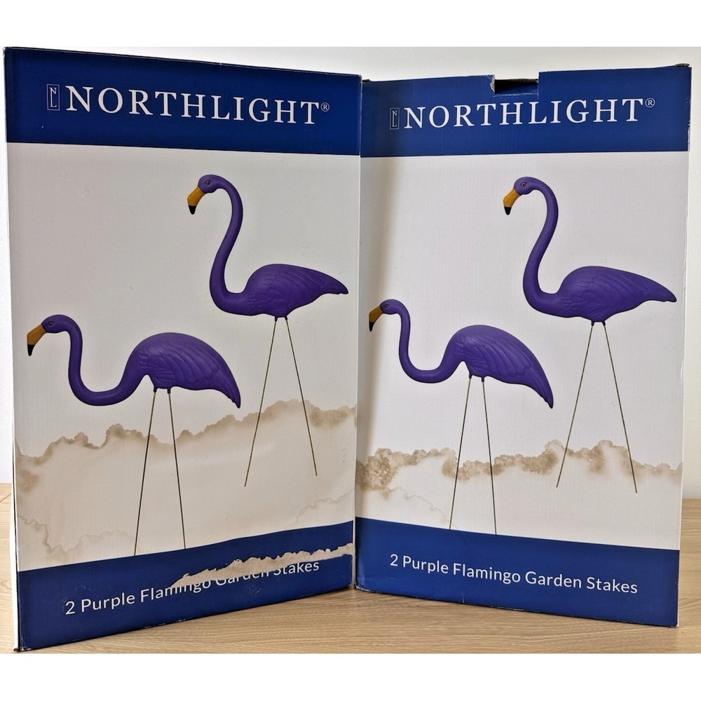 Northlight Purple Flamingo Garden Stakes Set of 4 NEW Sealed Yard Decor (RARE)